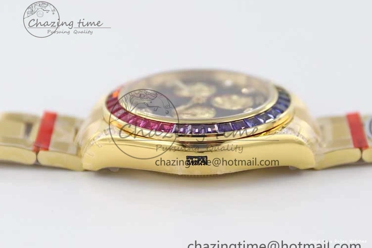 AAA Replica Watches 116595RBOW Black on A Diamonds 2406 Best YG 904L YG Dial Edition Bracelet Effortless TWF 1:1 Steel Daytona YG 0109